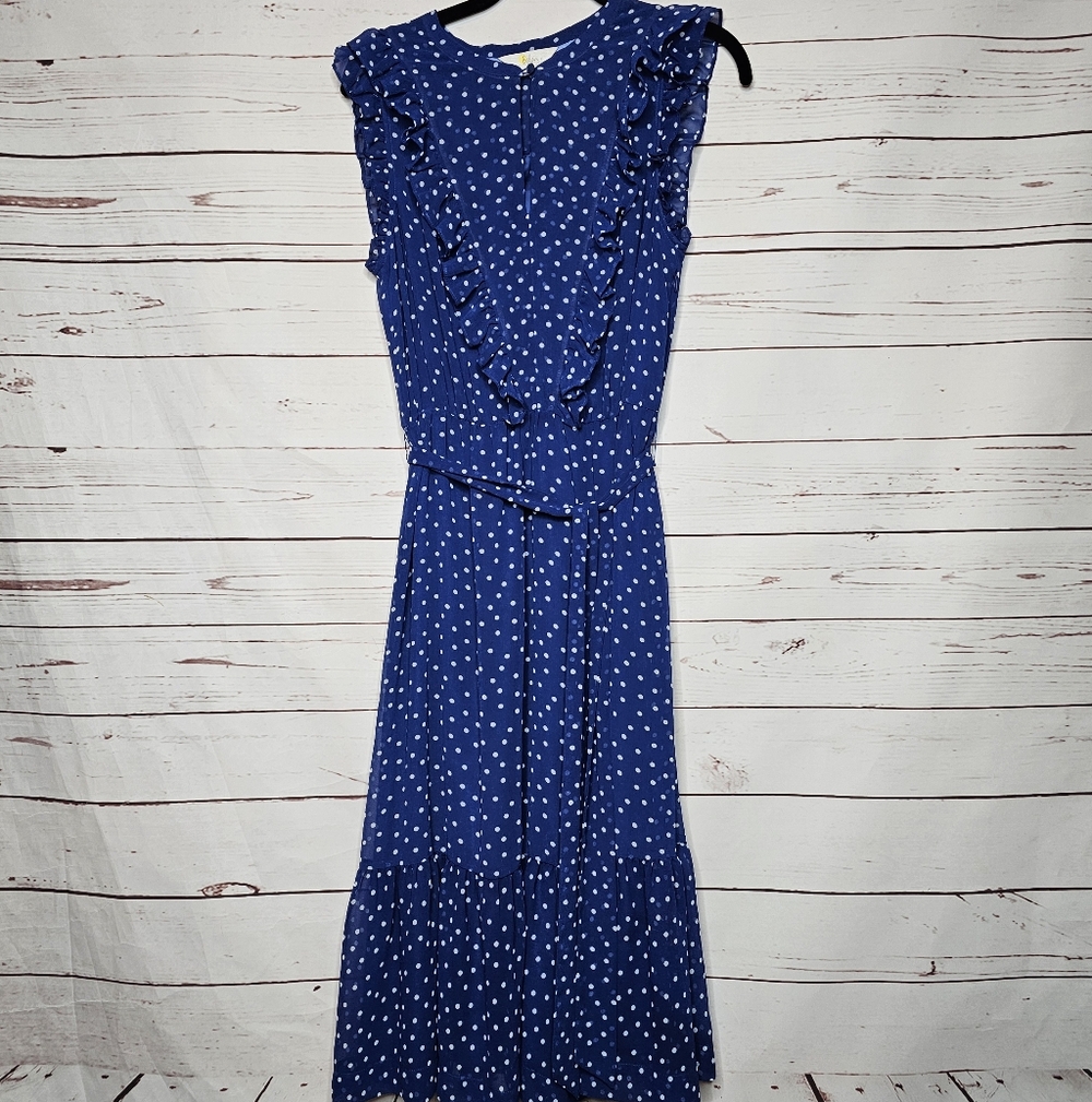 Boden Elsie Polka Dot Ruffle Sleeve Midi Dress